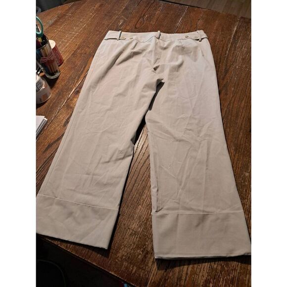 Ann Taylor Loft Women’s 12 Tan Khaki Cuffed Capri Pants Adjustable Waist - Picture 3 of 5